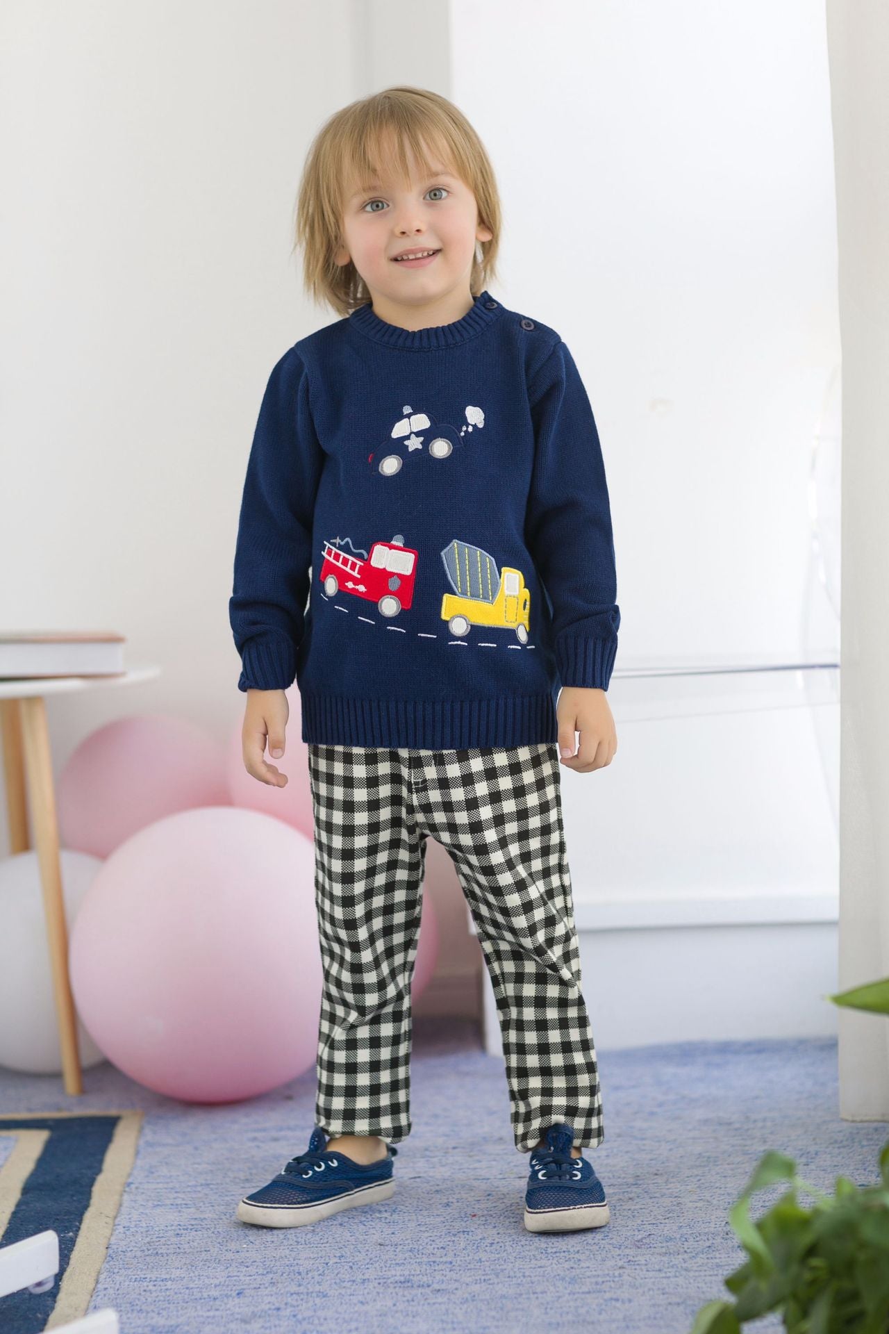 Kid Baby Boy Embroidered Car Knitted Sweater