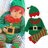 Kids Spring Baby Christmas Long Sleeve Jumpsuit Creeper 3 Pcs Sets