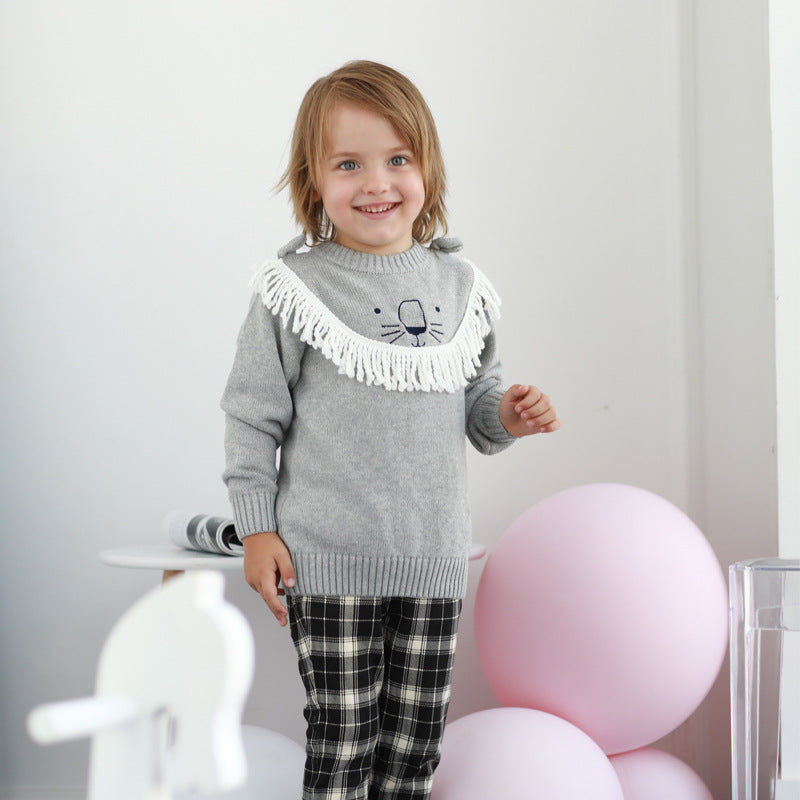 Kid Baby Girl Cartoon Lion Pullover Sweater