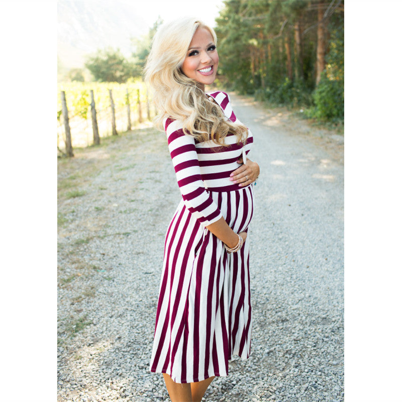 Family Matching Mother-daughter Striped Long Sleeve Dress