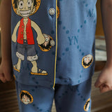 Kid Boys Home Suit Summer Cotton Thin Wicking Short Sleeve Pajamas