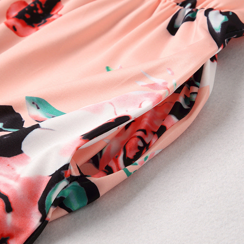 Family Matching Mother-daughter Printed Full Length Dress