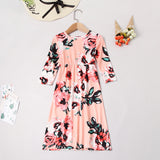 Family Matching Mother-daughter Printed Full Length Dress
