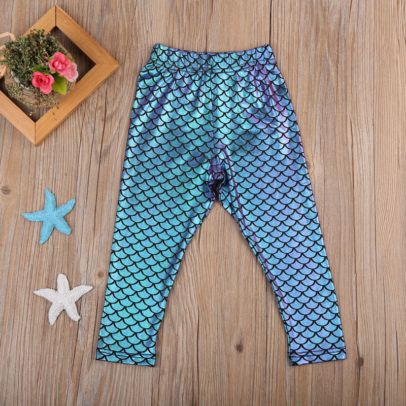 Kids Baby Girls Stretchy Fashion Skinny Mermaid Leggings Pencil Pants