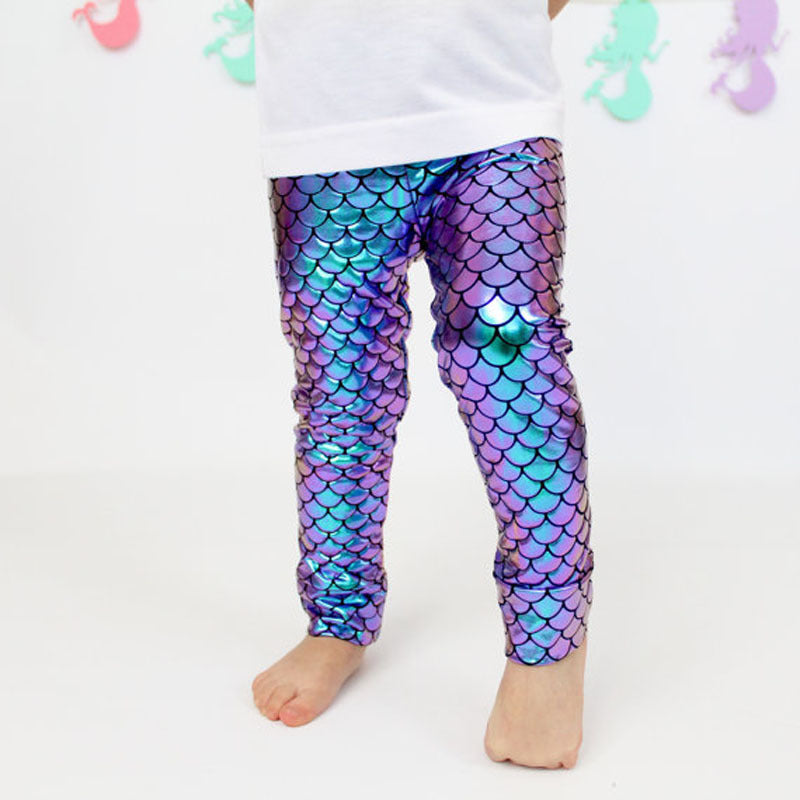 Kids Baby Girls Stretchy Fashion Skinny Mermaid Leggings Pencil Pants