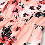 Family Matching Mother-daughter Printed Full Length Dress
