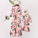Family Matching Mother-daughter Printed Full Length Dress