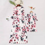 Family Matching Mother-daughter Printed Full Length Dress