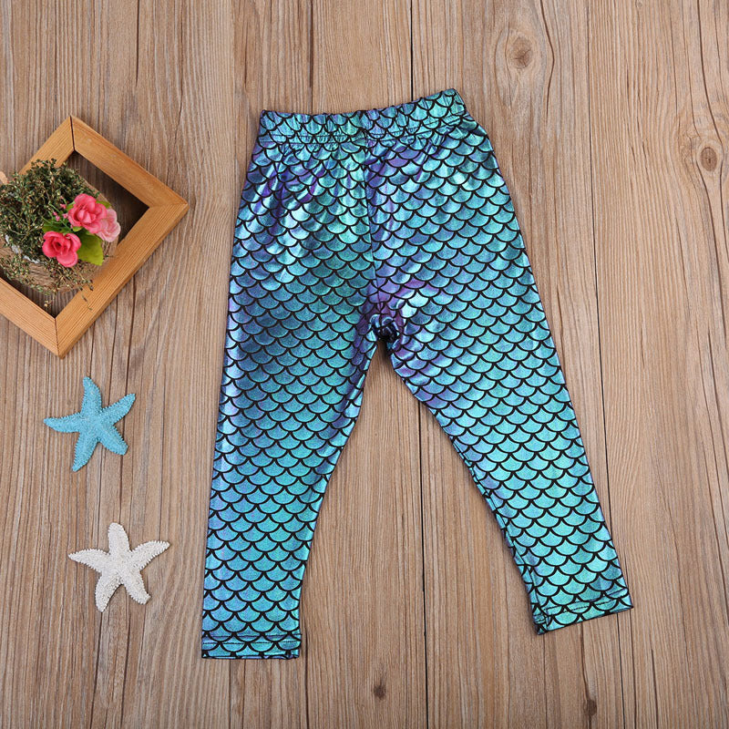 Kids Baby Girls Stretchy Fashion Skinny Mermaid Leggings Pencil Pants