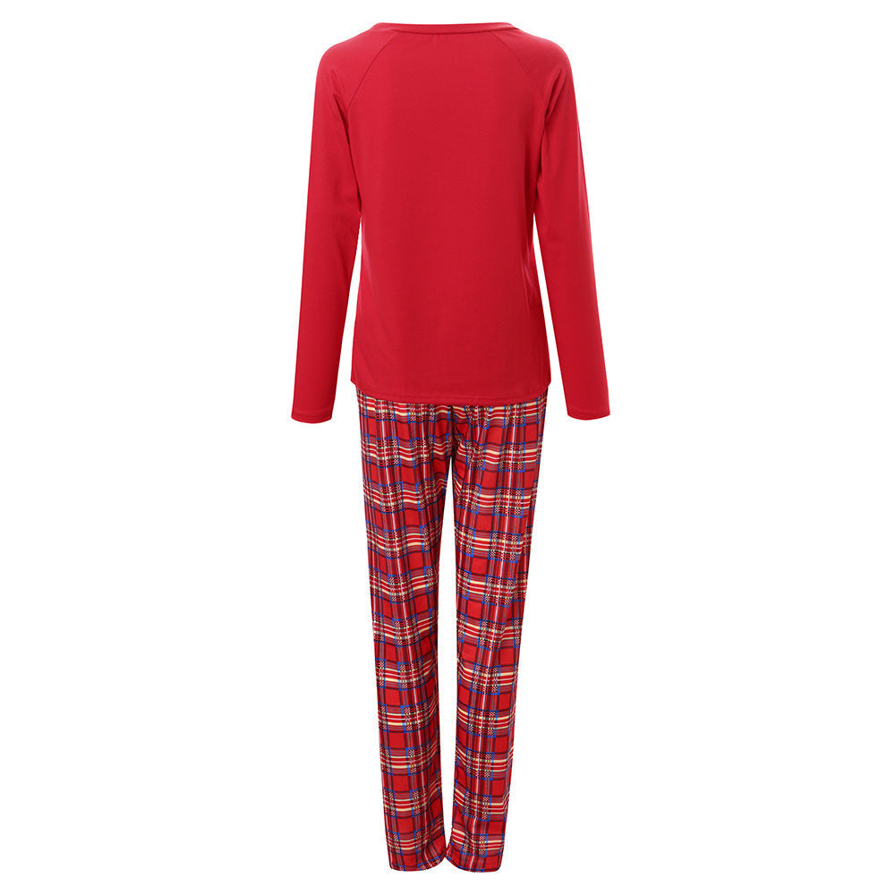 Family Christmas Santa Claus Printed Plaid Parent-child Pajamas