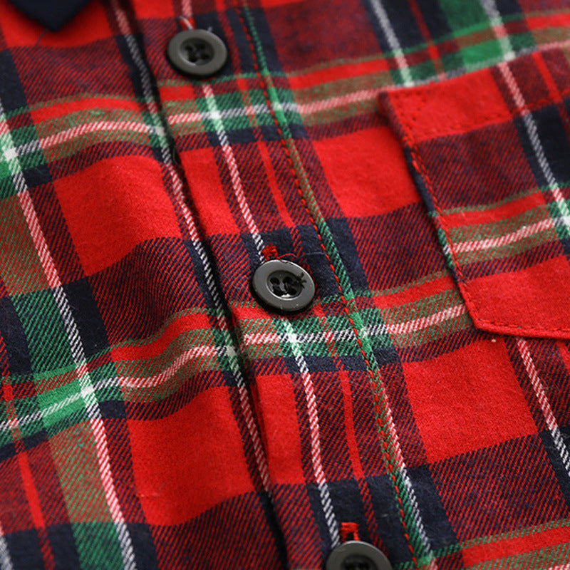 Baby Boy Set suits Red Plaid Long-sleeved Christmas 2 Pcs