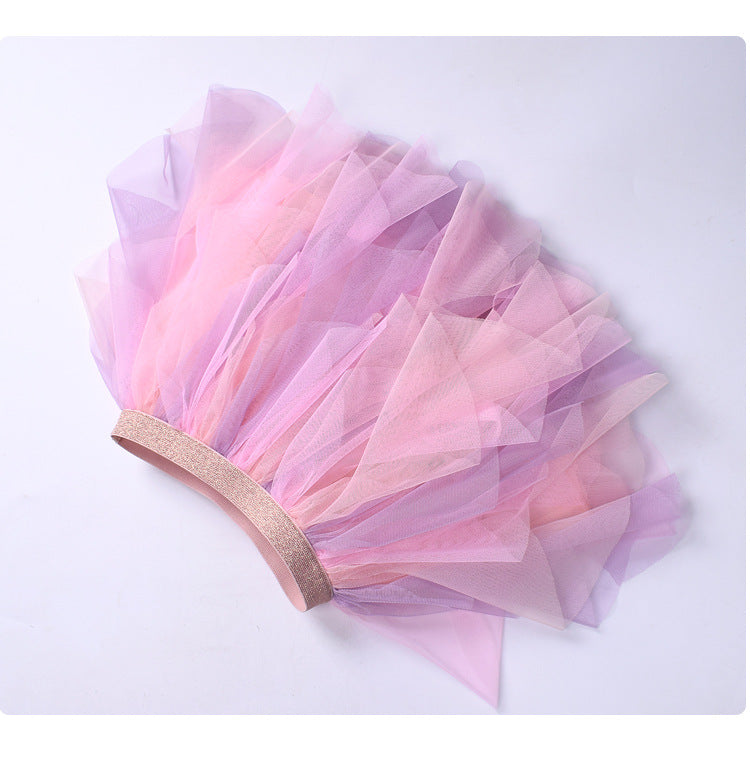 Kid Baby Girls Summer Princess Net Gauze Pompous Rainbow Tutu Skirts