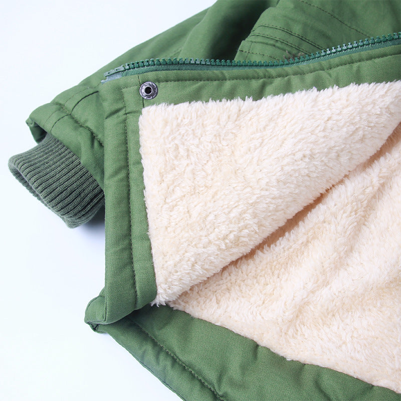 Kid Boys Plus Velvet Warm Dovetail Cotton Coat