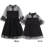 Family Matching Mother-daughter Black Lace Mesh Princess Dress