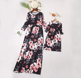 Family Matching Printed Mother and Daughter Flower Dress