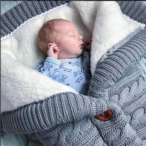 Baby Sleeping Outdoor Stroller Woolen Knitting Thicken Warm Plush Pajamas
