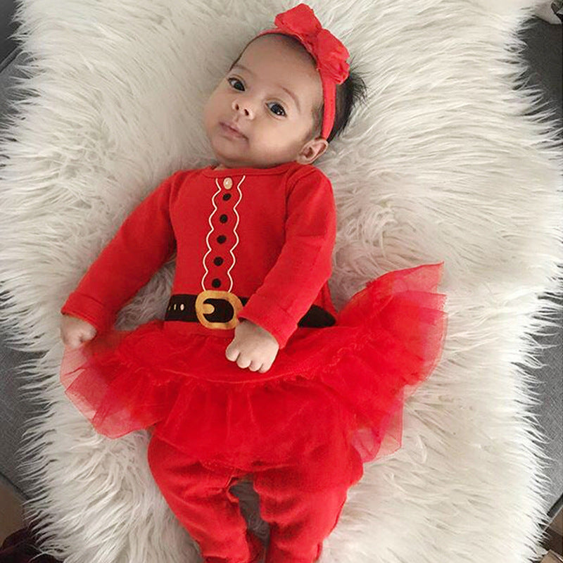 Baby Girls Long Sleeved Christmas Onesie Crawl Rompers