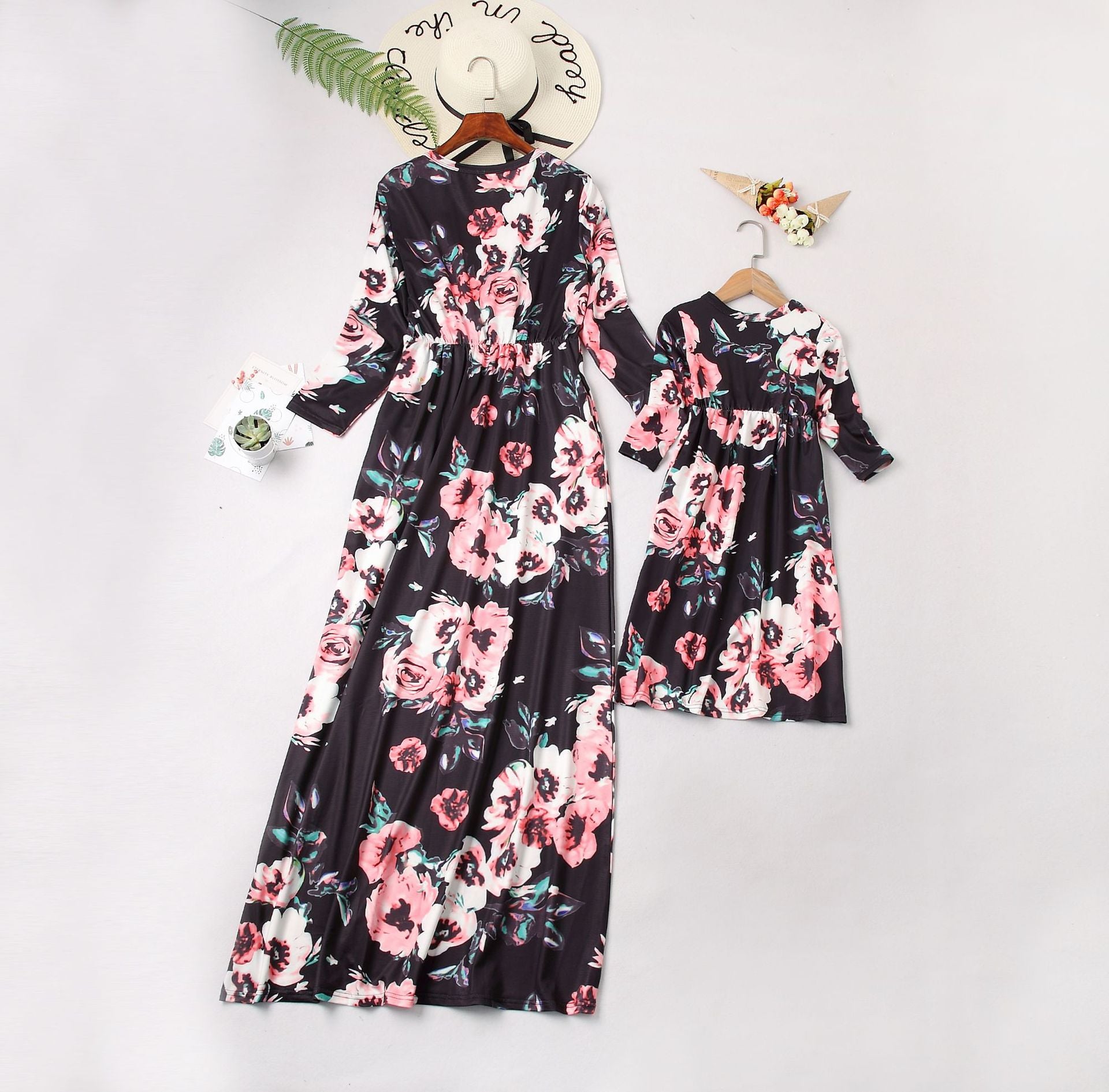 Family Matching Printed Mother and Daughter Flower Dress