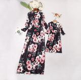 Family Matching Printed Mother and Daughter Flower Dress