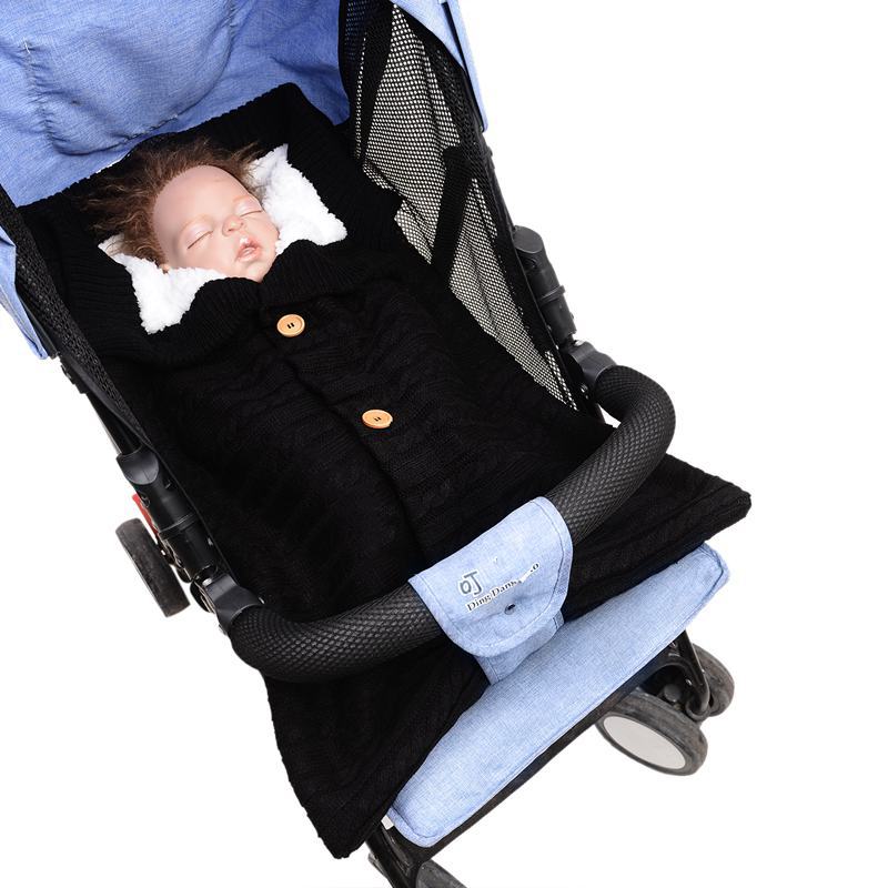 Baby Sleeping Outdoor Stroller Woolen Knitting Thicken Warm Plush Pajamas