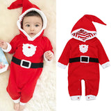 Baby Boy Girl Christmas Long Sleeve Plush Hooded Jumpsuit