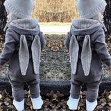 Baby Crawl Suit Harcoat Big Eared Rabbit Hooded Zipper Rompers