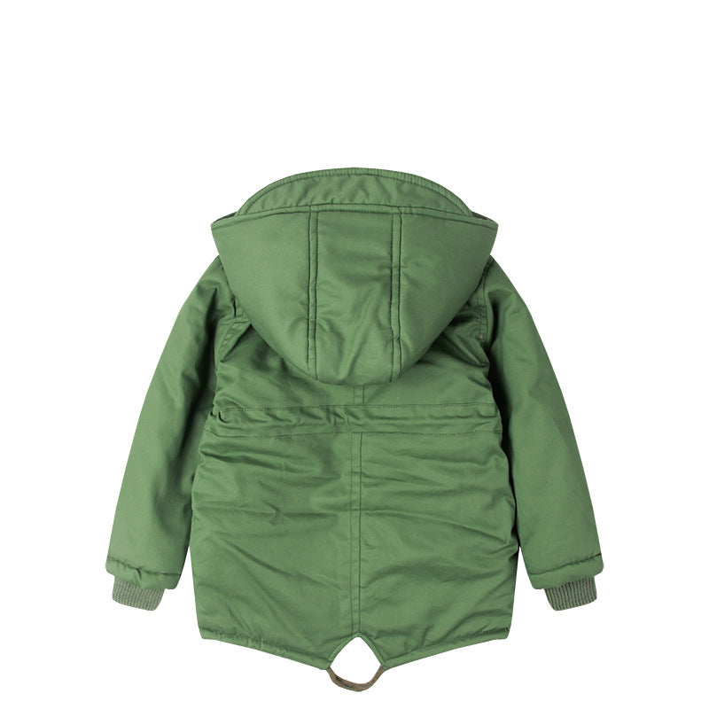 Kid Boys Plus Velvet Warm Dovetail Cotton Coat