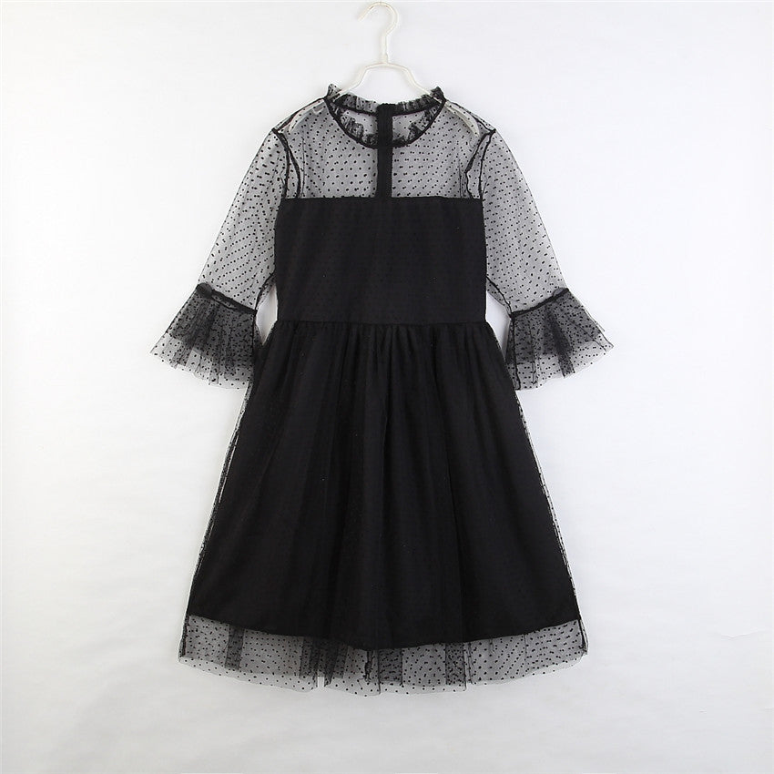 Family Matching Mother-daughter Black Lace Mesh Princess Dress