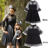 Family Matching Mother-daughter Black Lace Mesh Princess Dress
