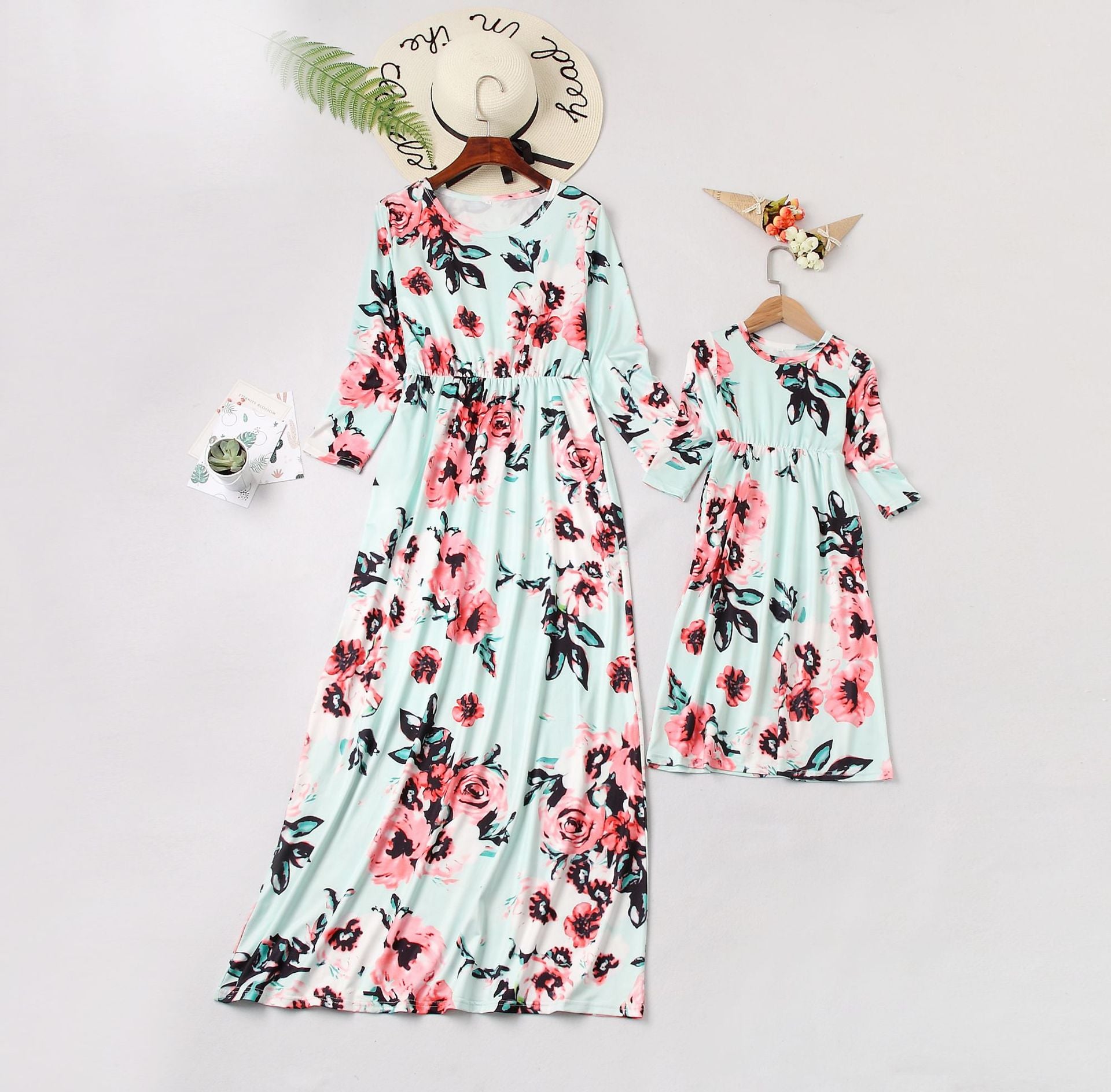 Family Matching Printed Mother and Daughter Flower Dress