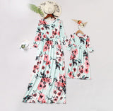 Family Matching Printed Mother and Daughter Flower Dress