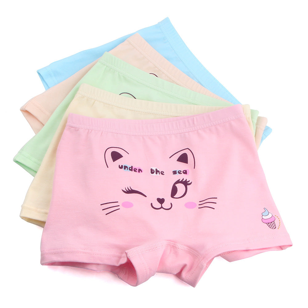 Kid Girl Cartoon Pattern Cotton Softwear Briefs Underwear 5 Packs