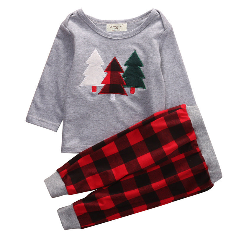 Kids Boys Christmas Tree Cotton Cute Suit 2 Pcs