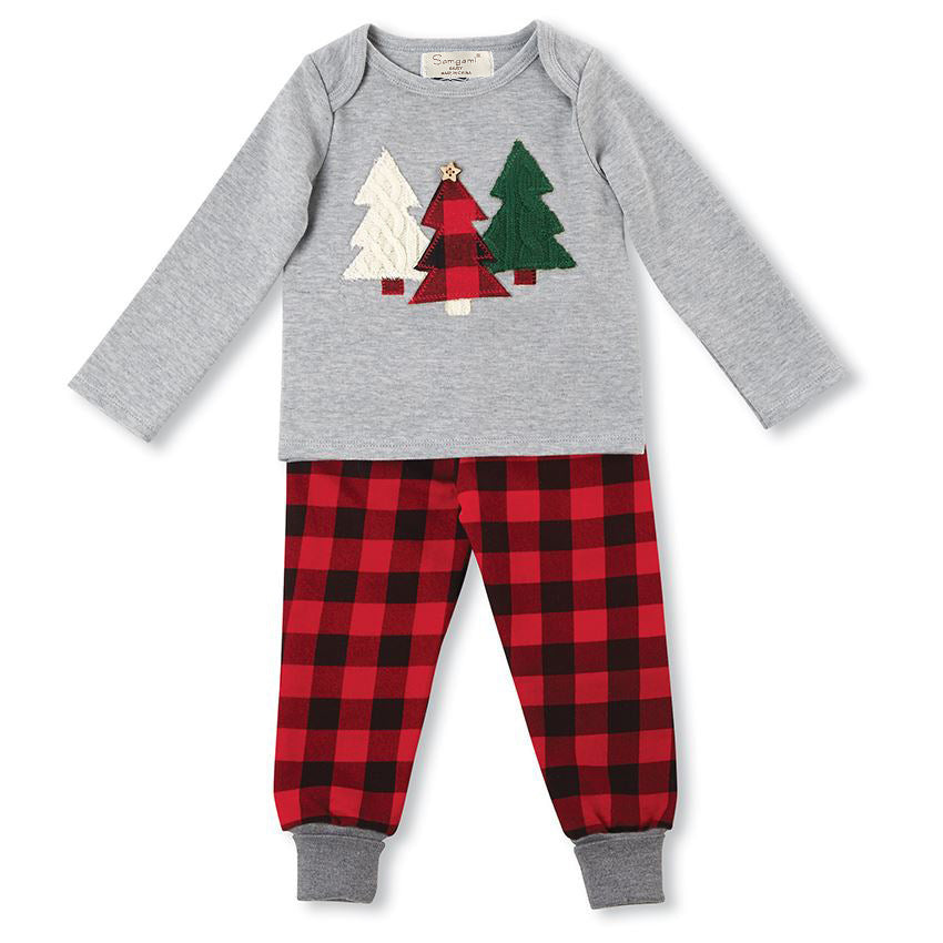 Kids Boys Christmas Tree Cotton Cute Suit 2 Pcs