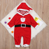 Baby Boy Girl Christmas Long Sleeve Plush Hooded Jumpsuit
