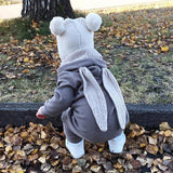 Baby Crawl Suit Harcoat Big Eared Rabbit Hooded Zipper Rompers