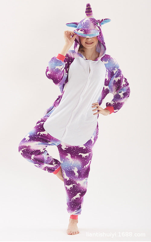 Family Matching Flannel Cartoon Animal One-piece Pajamas