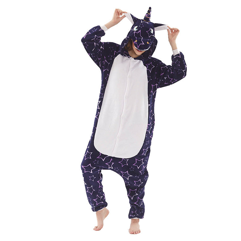 Family Matching Cartoon Animal One Piece Tianma Unicorn Pajamas