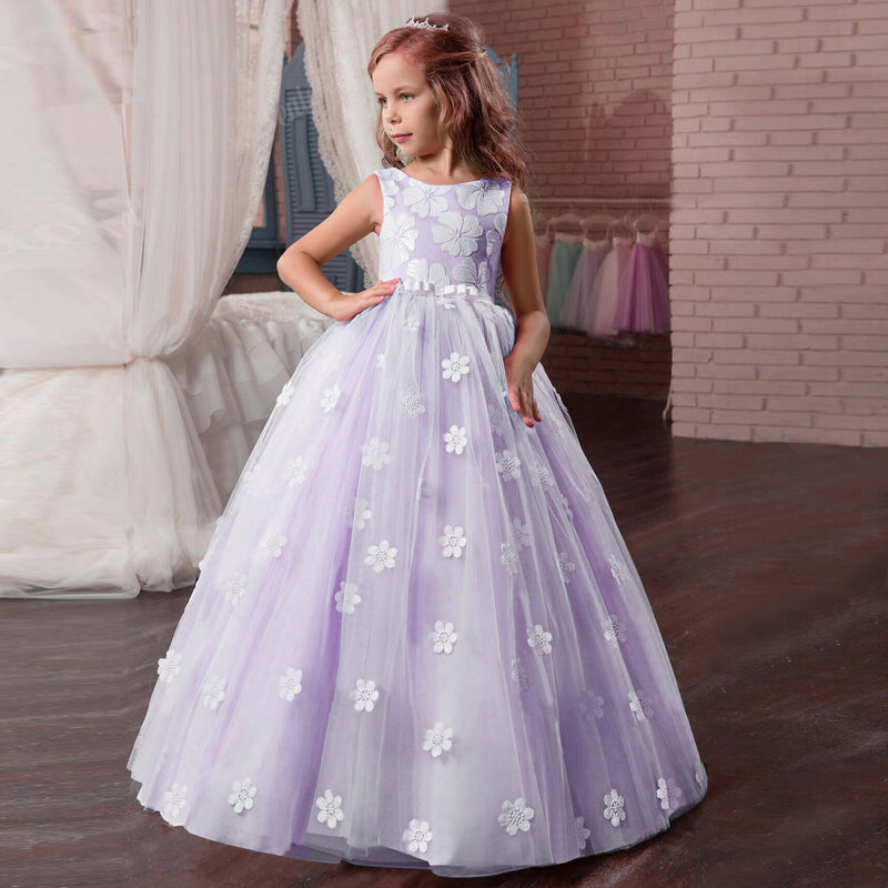 Kid Girl Wedding Evening Long Party Princess Teenage Vestidos Dresses