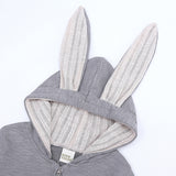 Baby Crawl Suit Harcoat Big Eared Rabbit Hooded Zipper Rompers