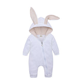 Baby Crawl Suit Harcoat Big Eared Rabbit Hooded Zipper Rompers