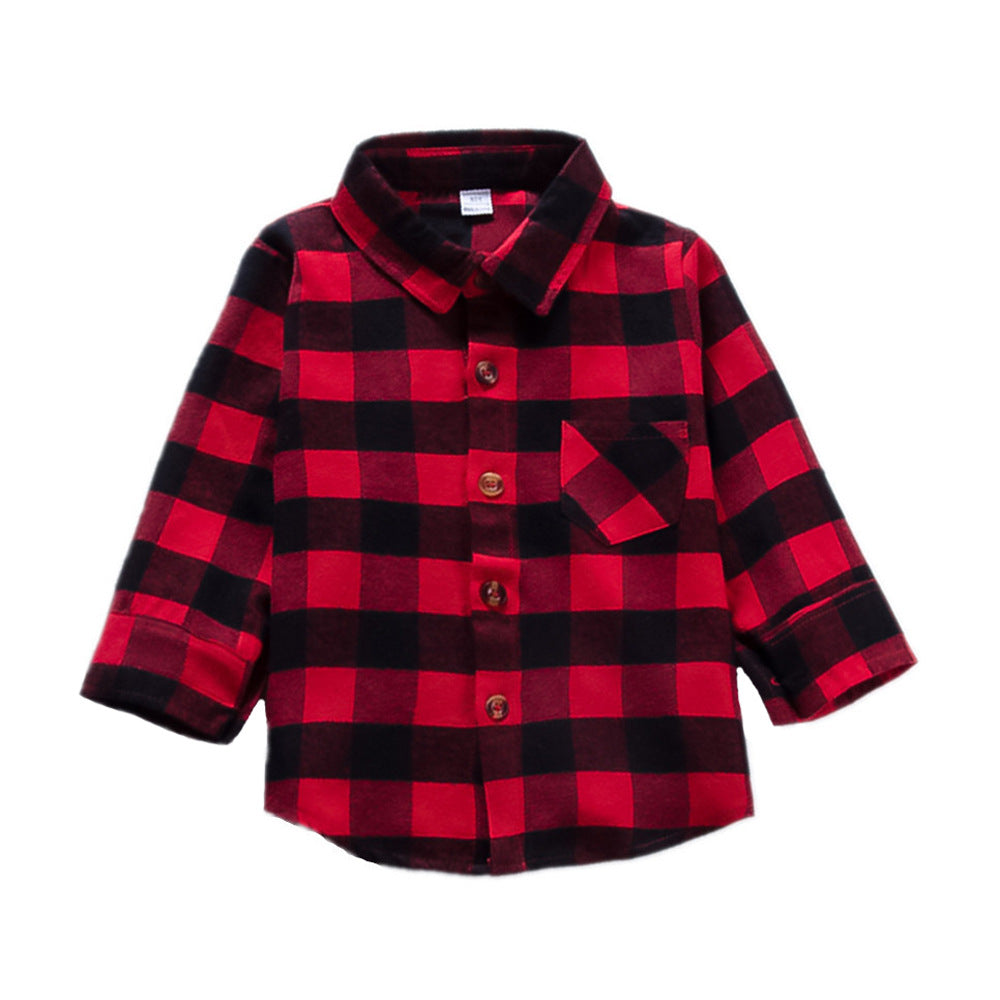 Kid Baby Boy Plaid European American Blouses Shirt