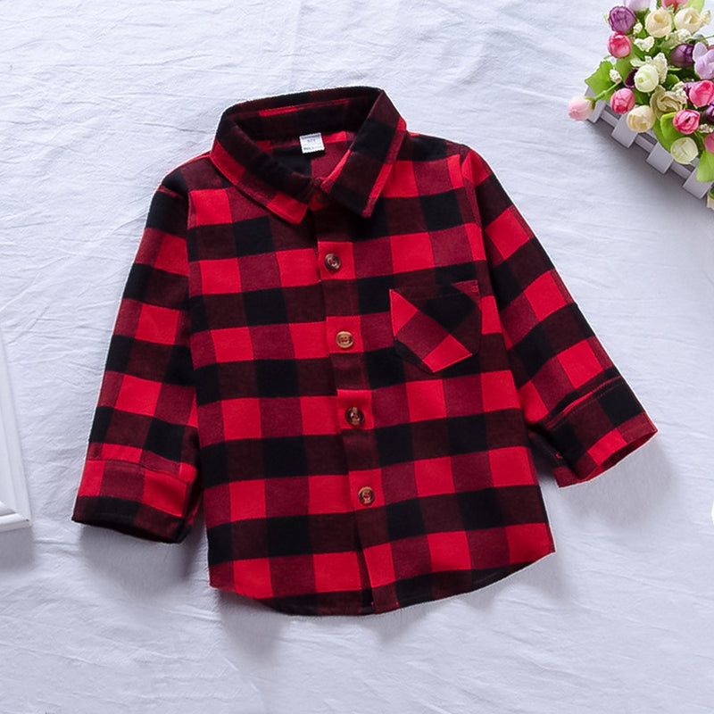 Kid Baby Boy Plaid European American Blouses Shirt