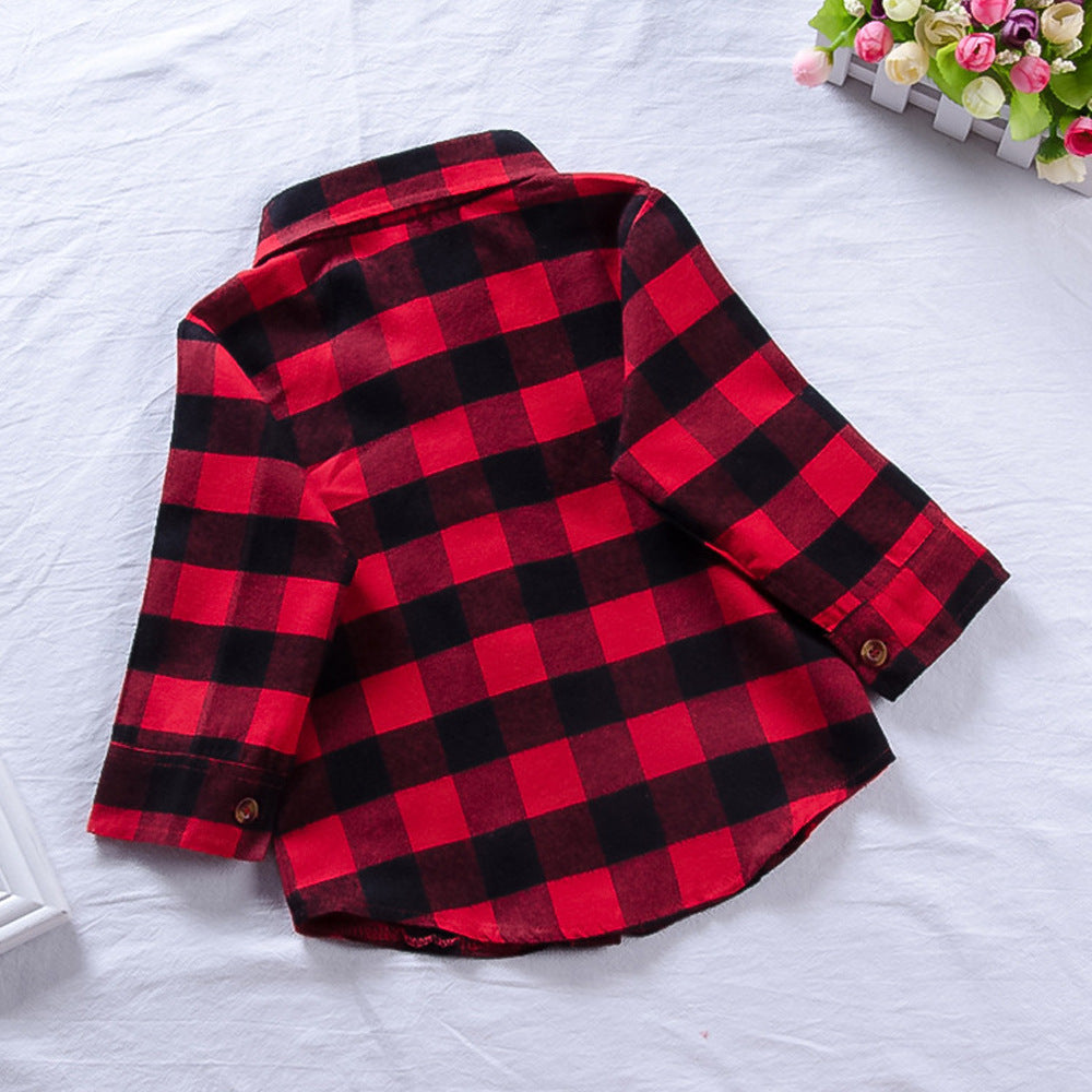 Kid Baby Boy Plaid European American Blouses Shirt