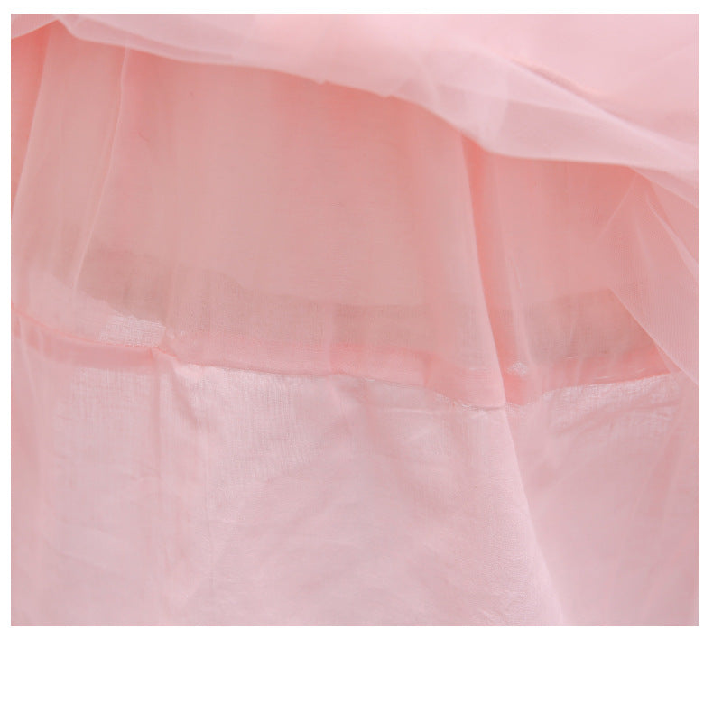 Kid Girls Pompadour Christmas Evening Princess Long Dresses