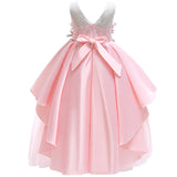 Kid Girls Pompadour Christmas Evening Princess Long Dresses
