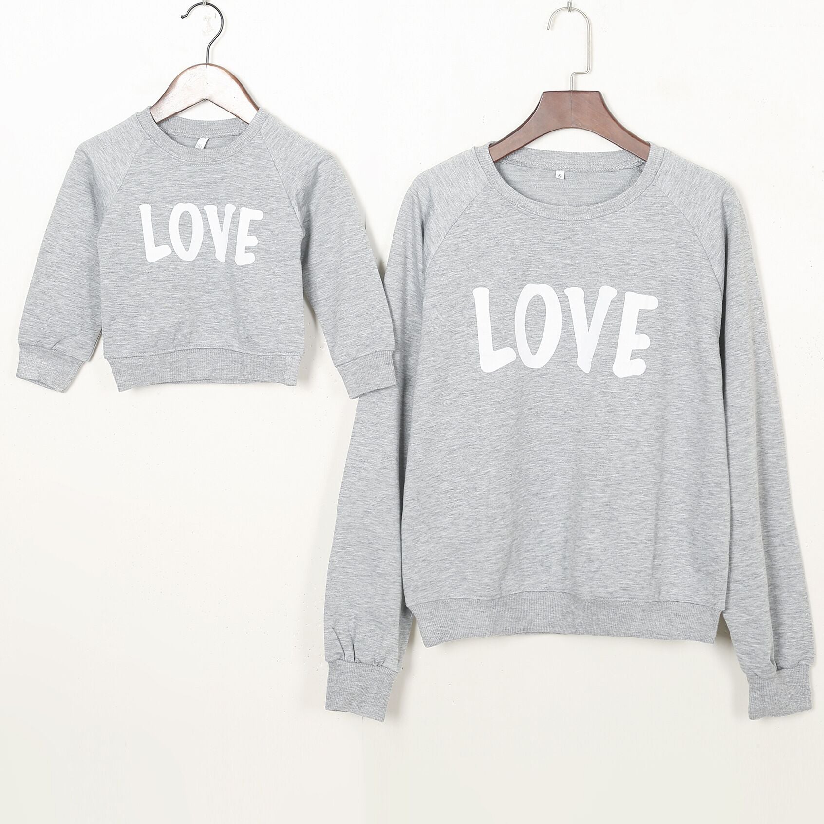 Family Matching Long Sleeve Round Collar Letter LOVE Mother Son Shirts Tops