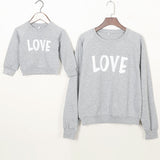Family Matching Long Sleeve Round Collar Letter LOVE Mother Son Shirts Tops