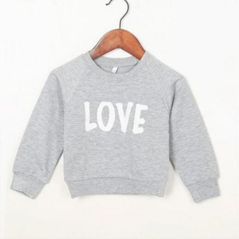 Family Matching Long Sleeve Round Collar Letter LOVE Mother Son Shirts Tops