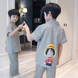 Kid Boys Home Suit Summer Cotton Thin Wicking Short Sleeve Pajamas